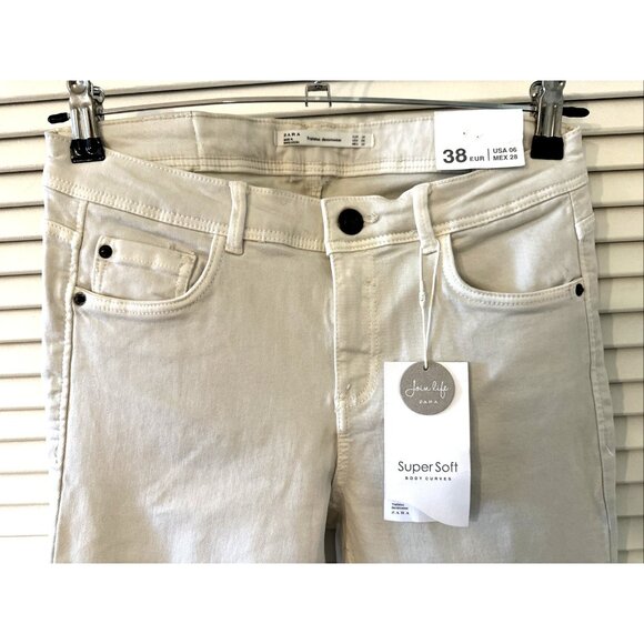 Zara Trafaluc Denimwear Skinny Jeans Size 6 Stretch Waist Super Soft White NEW - Picture 2 of 10